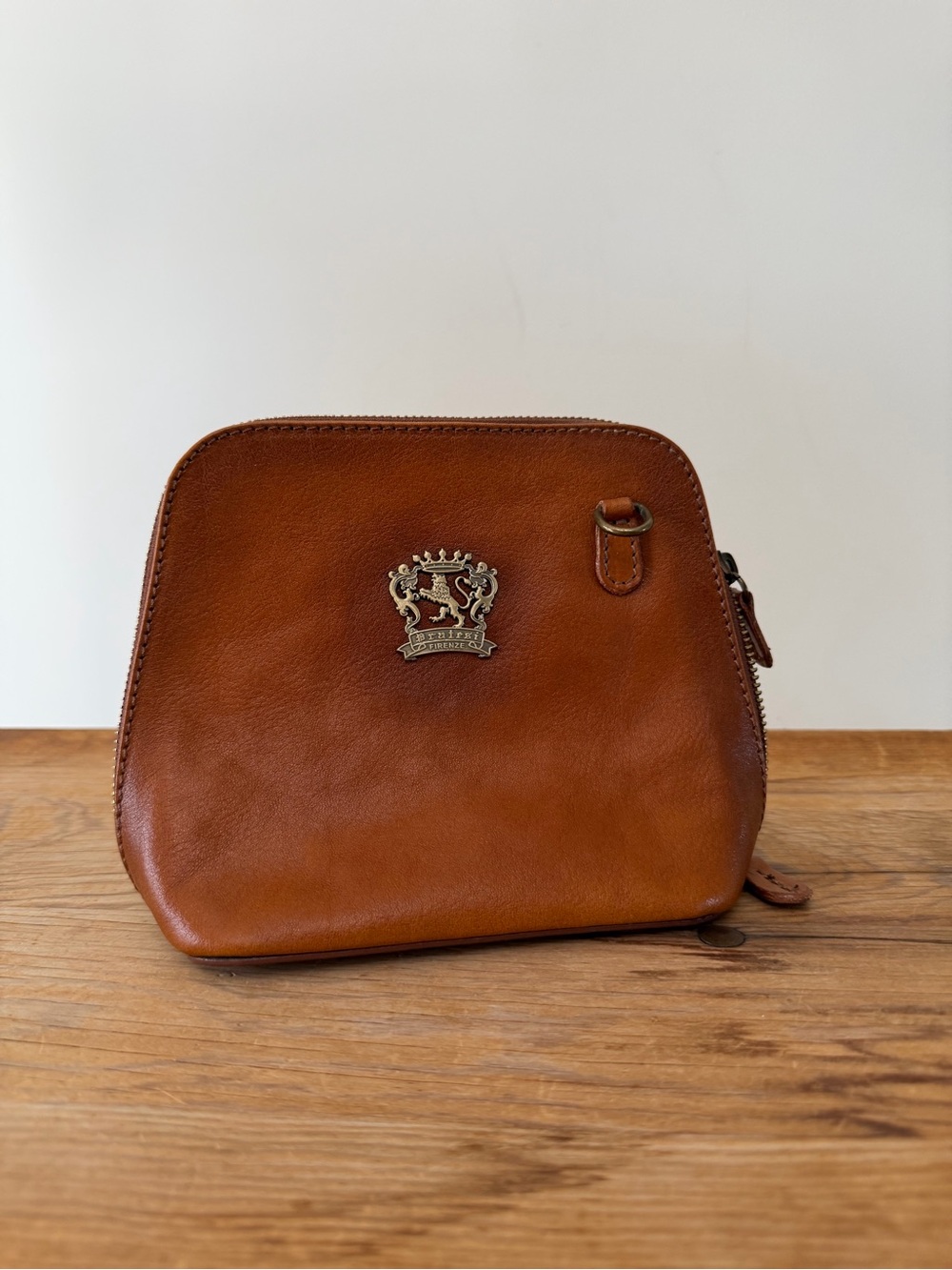 Pratesi Frienze Small Brown Leather Crossbody Bag Purse Made In Italy No Strap